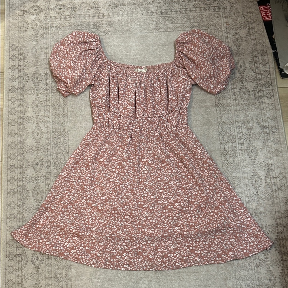 Altar'd State Pink Floral Puff Sleeve Dress